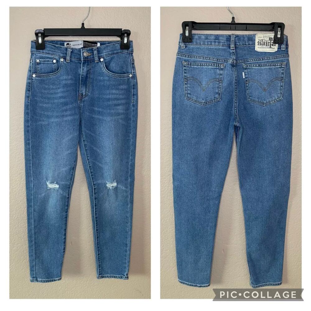 Levi's Girls Silver Tab Mini Mom High Rise Medium Wash Jeans Size 12 - EUC